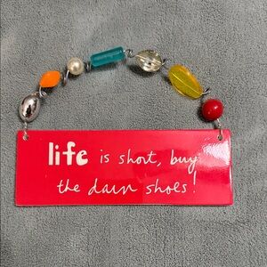 Colorful Beaded Keychain with Red Plaque